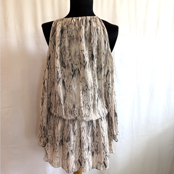 Ramy Brook Snakeskin Print Cold Shoulder Dress - Size Small - Picture 4 of 5